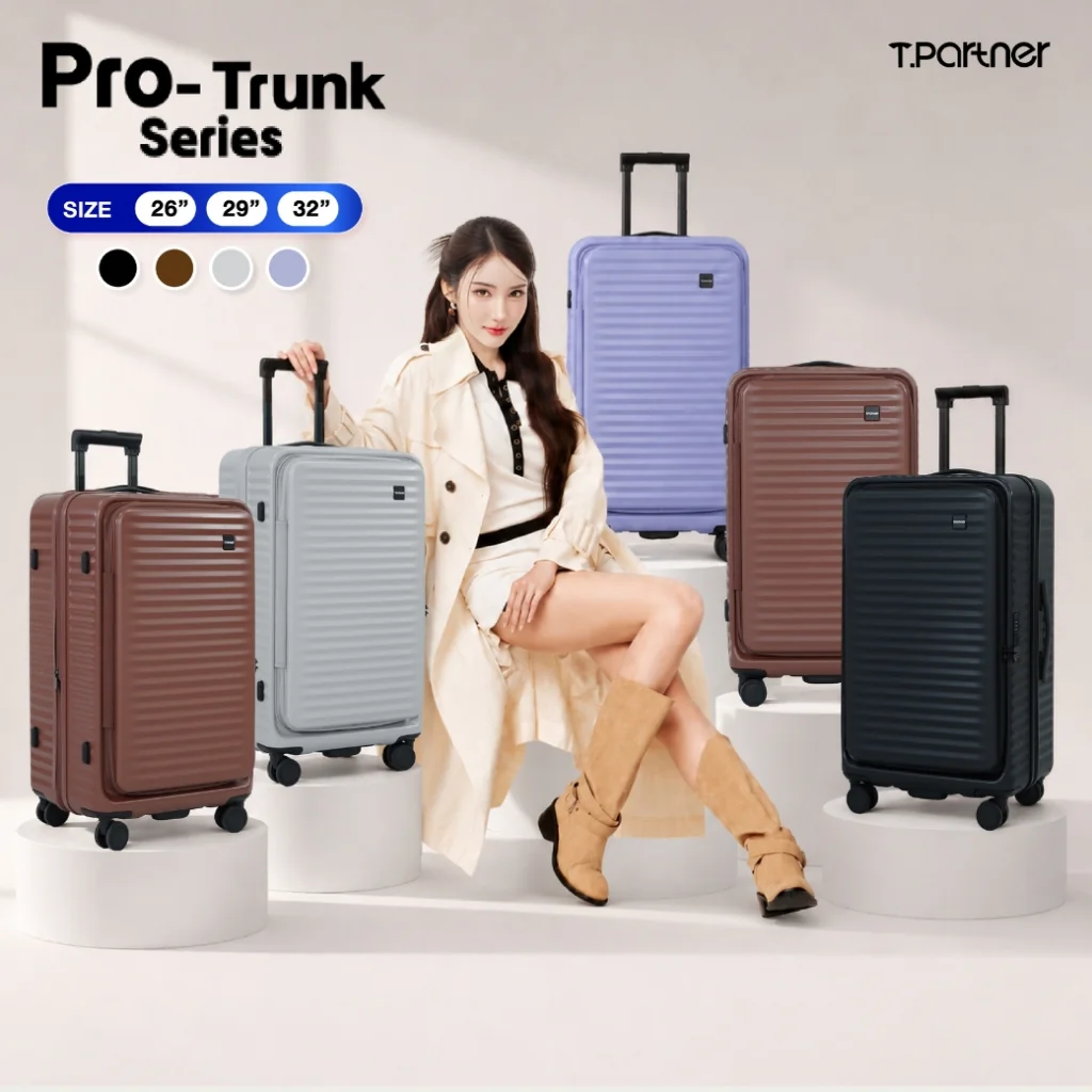 Tpartner กระเป๋าเดินทางเปิดหน้าทรงถัง รุ่น Pro Trunk Series ขยายข้างได้ #กระเป๋าเดินทาง #กระเป๋าล้อลาก #กระเป๋าเดินทางล้อลาก #อุปกรณ์เดินทาง