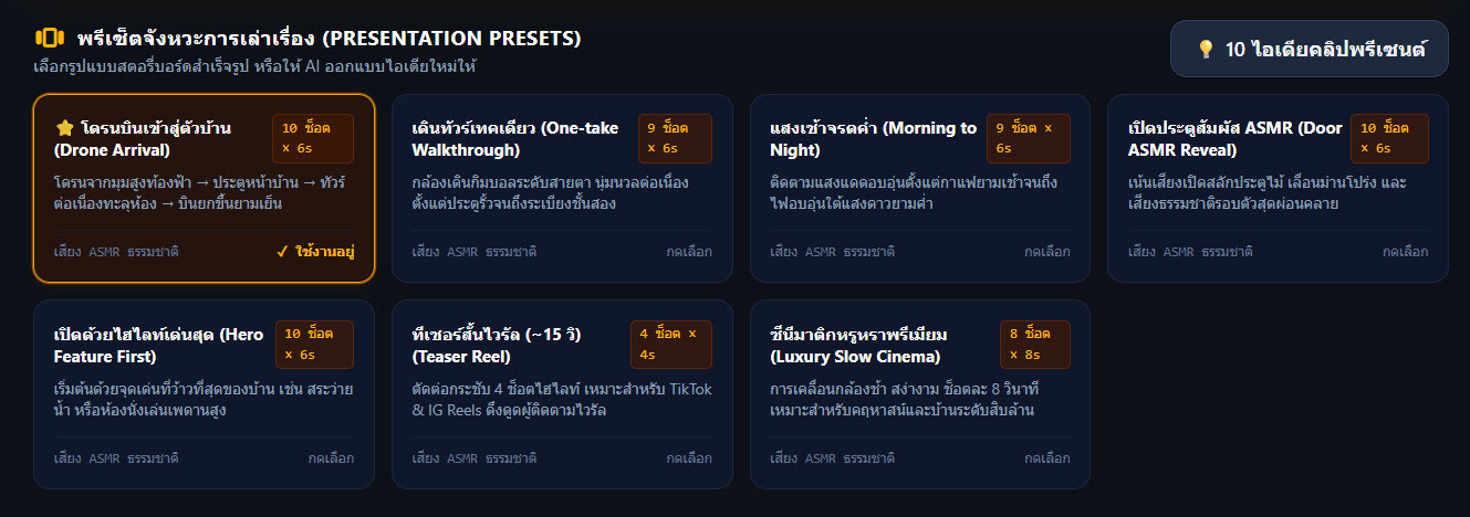 หน้าจอพรีเซ็ต 7 สไตล์ของโปรเจกต์ 0012-Property-showcase