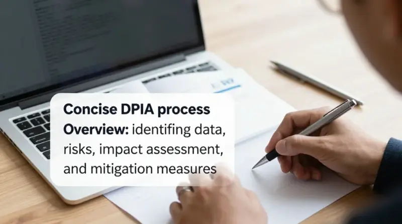 ขั้นตอนสรุปของ DPIA แบบย่อ: การระบุข้อมูล ความเสี่ยง การประเมินผลกระทบ และมาตรการบรรเทา