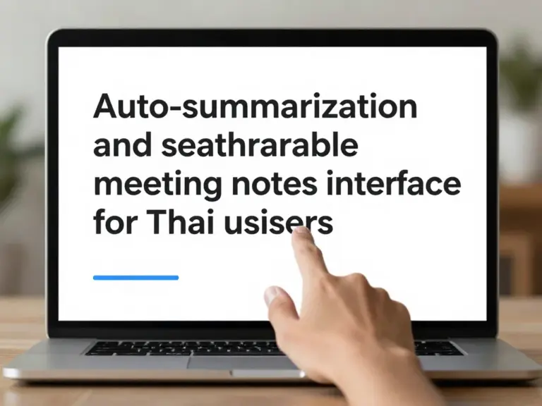 การจัดการสรุปอัตโนมัติ (auto-summarization) และการค้นหาข้อมูลจากบันทึกประชุมสำหรับผู้ใช้ไทย