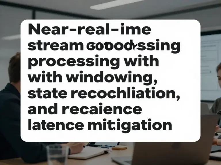 การประมวลผล near-real-time และการรักษาความสอดคล้องของสถานะ: เทคนิคการสตรีม, windowing, state reconciliation และการแก้ปัญหา latency