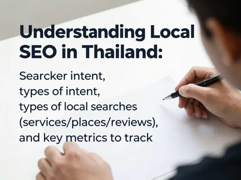 ทำความเข้าใจ Local SEO ในบริบทไทย: เจตนาผู้ค้นหา ประเภทการค้นหา (ค้นหาการบริการ/สถานที่/รีวิว) และตัวชี้วัดสำคัญที่ควรติดตาม