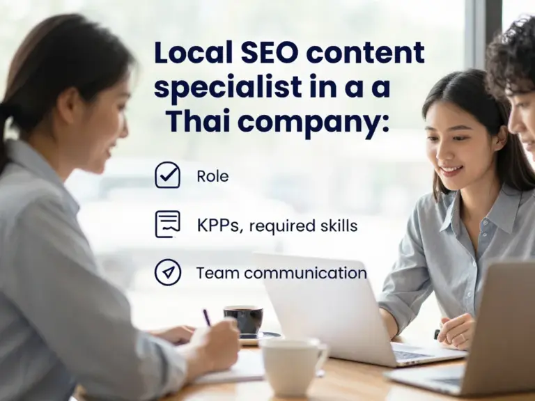 บทบาทและความคาดหวังของ Local SEO Content Specialist ในองค์กรไทย: เป้าหมาย KPI ทักษะที่ต้องมี และการสื่อสารกับทีม