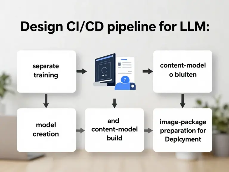 ออกแบบ Pipeline CI/CD สำหรับ LLM: แยกขั้นตอนการเทรน โมเดล การบิลด์คอนเทนต์โมเดล และการเตรียมอิมเมจ/แพ็กเกจเพื่อส่ง deploy