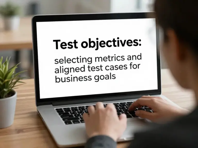 เป้าหมายการทดสอบ (Test Objectives) — เลือกเมตริกและกรณีทดสอบที่สอดคล้องกับโจทย์ธุรกิจ