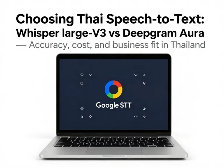 เลือก Speech-to-Text สำหรับภาษาไทย: Whisper large-v3 vs Deepgram Aura vs Google STT — วิธีเลือกแพลตฟอร์มที่แม่นยำ คุ้มค่า และเหมาะกับธุรกิจในไทย