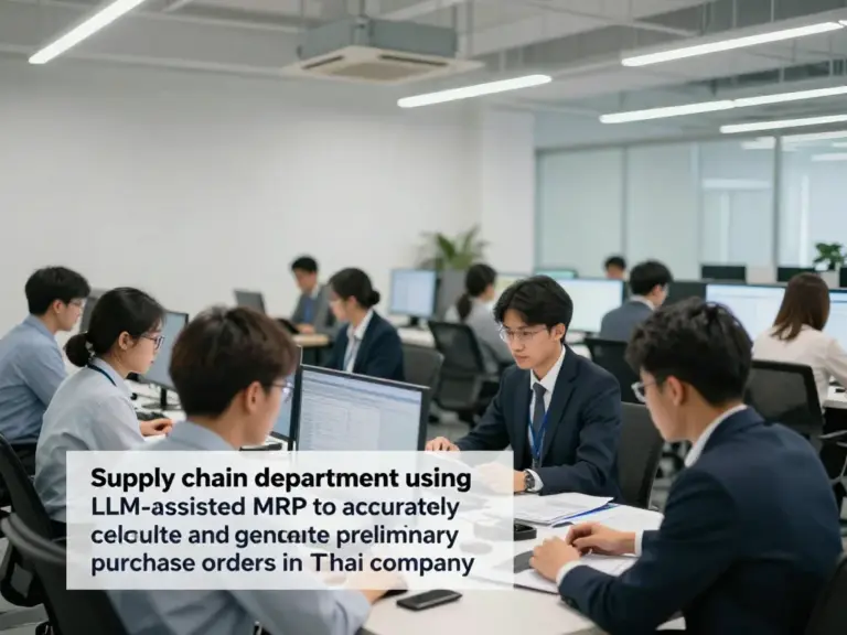 แผนกซัพพลายเชน: ใช้ LLM-assisted MRP คำนวณความต้องการและจัดคำสั่งซื้อเบื้องต้นอย่างแม่นยำในองค์กรไทย